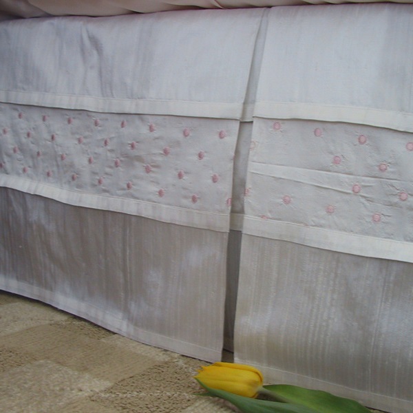 Silk Bed Skirt Pure Silk Dupioni Embroidery