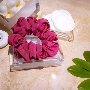 silk faille scrunchies raspberry