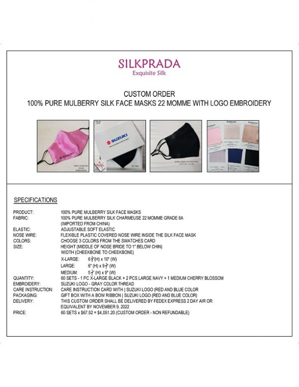 Pure Mulberry Silk Face Mask Logo Embroidery - Image 2